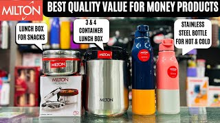 MILTON New Launch Product Review || MILTON LUNCH BOX \u0026 STAINLESS STEEL BOTTLE For HOT \u0026 COLD || 2023