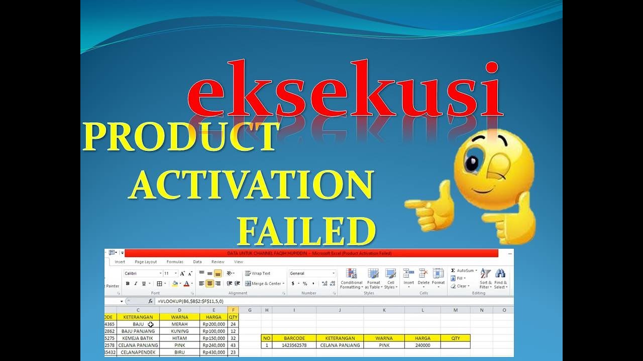 Cara Memperbaiki Microsoft Excel PRODUCT ACTIVATION FAILED Gampang ...