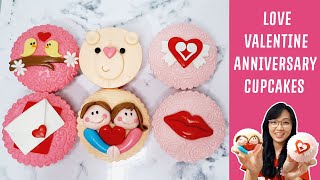 Valentine's Day Cupcakes | Anniversary Cupcakes Fondant | Anniversary fondant cupcakes