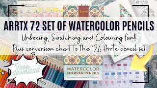 ARRTX 72 Watercolor Pencils | Review, Colour Along \u0026 Free Conversion Chart