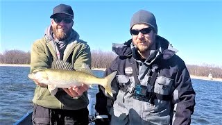 Amazing Action on Ice Out Walleye and Sauger (Featuring DWS Outdoors) | Mississippi River Walleye