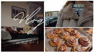 UNI VLOG - baking cinnamon rolls, university, fall, book, pieczenie bułeczek cynamonowych, jesień