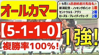 【オールカマー2023】最適１強「5-1-1-0」複勝率100％の鉄板データ発見！「３週連続連対馬指名」の私馬ん福オススメの信頼軸はコレ！