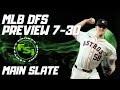 FSi DFS MLB - Main Slate Preview - DraftKings - July 30th 2024