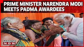 Prime Minister Narendra Modi Meets Padma Awardees Tulsi Gowda And Sukri Bommu Gouda