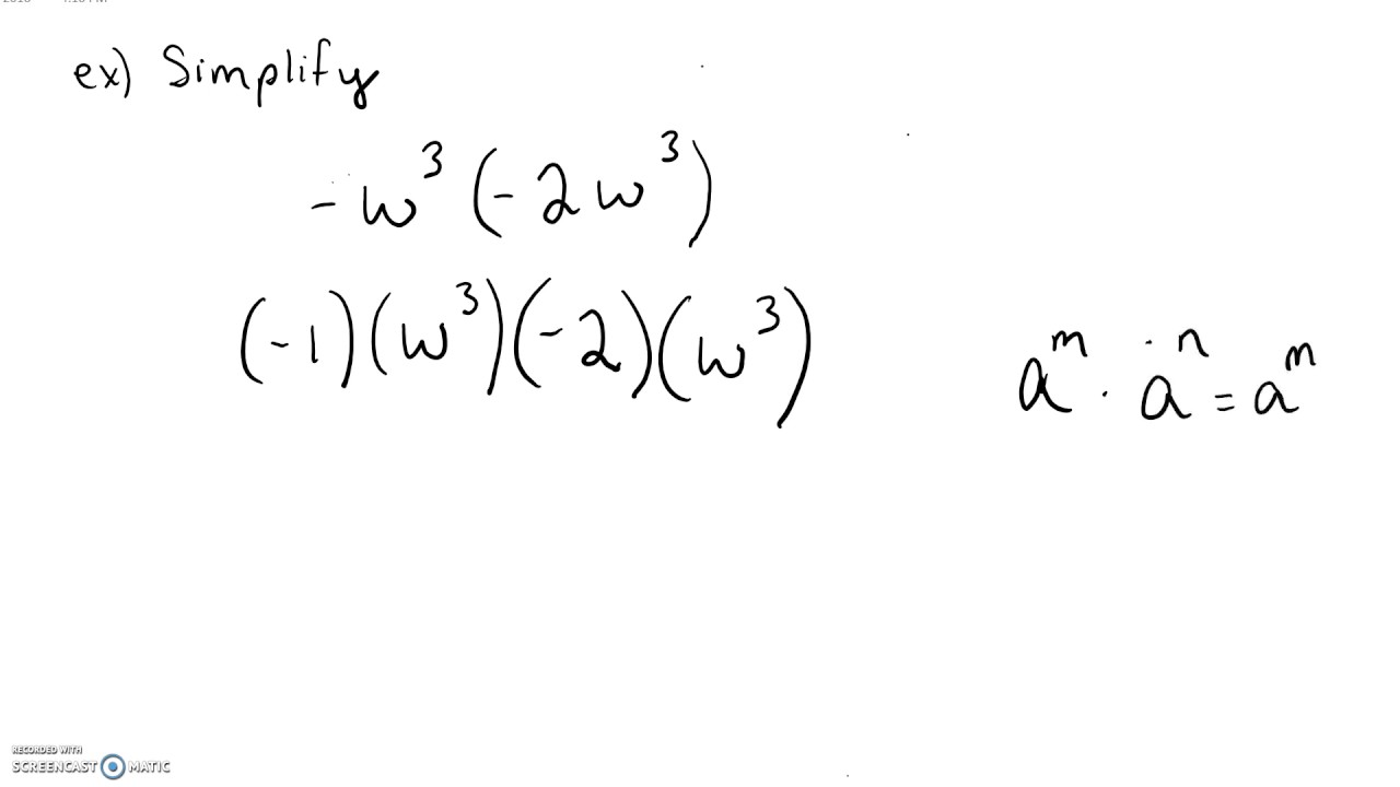 Exponents Simplify Example 1 - YouTube