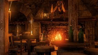 Tavern Harp Music With Fireside Crackling In A Cozy Medieval Tavern Ambience for Relaxation, Study