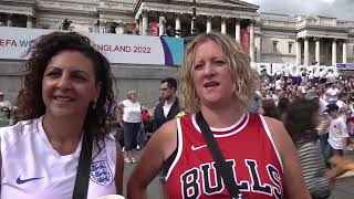 Excited England fans gather in Trafalgar Square for Euro Final