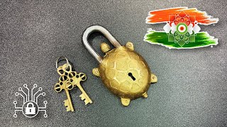 Tortoise antique style padlock 🐢 🇮🇳 Handcrafted Indian brass 7 lever lock picked