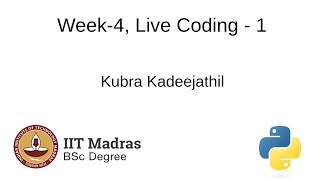 Week-4 | Live Coding-1