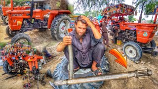 Straighten the crooked axle inside the rear wheel of the tractor