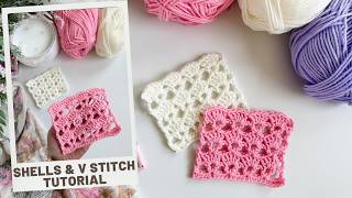 How to Crochet the Shells and V Stitch Pattern | Easy Crochet Stitch Tutorial
