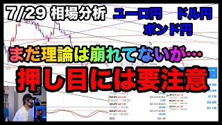 目線はフラットで！複数通貨ペアを見て動きを探る。【FX】ユーロ円,ドル円,ポンド円,7/29