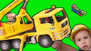 Crane Truck Toys for Kids Logan's New Big Bruder Construction Toy Unboxing