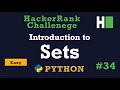34. Introduction to Sets: Hackerrank | Python Solution Explained