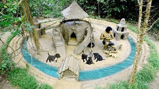 Rescue Abandoned Puppies Building Mud House Dog.