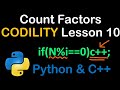 CountFactors in Python and C++ Codility Solutions Lesson 10