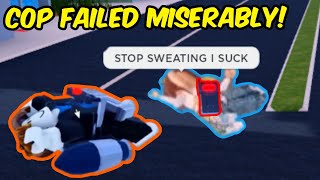 Toxic salty cop FAILS MISERABLY and RAGE QUITS! | Roblox Jailbreak Clip Compilation