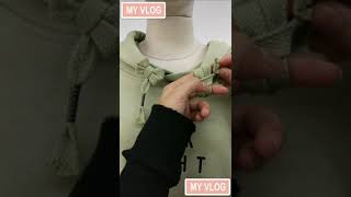 卫衣衣服如何系带子 绳结how to lace up clothes string knot8