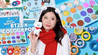 COLOURPOP x BT21 BON VOYAGE 🛟 3 LOOKS, COMPARISONS + SWATCHES!