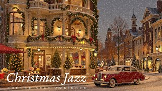 Relaxing with Instrumental Christmas Jazz Music \u0026 Snow Ambience 🎄 Cozy Winter Coffee Shop Ambience