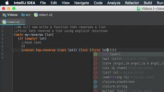 Writing a function that reverses a list in Clojure. Introduction to functional programming.