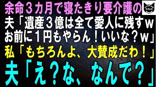 【スカッとする話】余命３カ月で寝たきり要介護の夫「遺産３億は全て愛人に残す。お前には１銭もやらん！いいな？ｗ」私「もちろんよ、大賛成！」夫「え、え？何で？」実はｗ【修羅場】