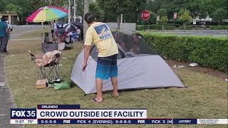 Hundreds of people waiting outside Orlando immigration facility