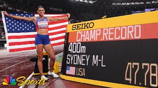 SYDNEY MAKES HISTORY, sets CHAMPIONSHIP RECORD for 400m flat world title in Tokyo | NBC Sports