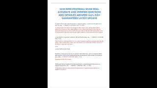 2023 NFHS FOOTBALL EXAM REAL ACCURATE AND VERIFIED QUESTIONS AND DETAILED ANSWERS 100 PASS GUARANTEE