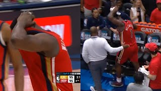 Zion Williamson so frustrated after getting injured late in game vs Lakers