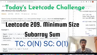 Leetcode 209 Minimum Size Subarray Sum Hindi