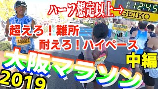 【想定以上】2019大阪マラソン〜ハイペースに耐えろ〜中編(2019 Osaka marathon)【いけるのか？】