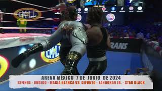 CMLL - ESFINGE - RUGIDO - MAGIA BLANCA VS DIFUNTO - ZANDOKAN JR. - STAR BLACK /ARENA MÉXICO/07-06-24