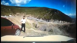 Dashcam records car falling off cliff with passenger still in car !