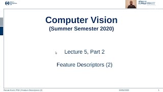 Feature Descriptors (Lecture 5, Part 2)