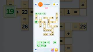 Math Crossword Number puzzle - Daily Level - 17 February 2025