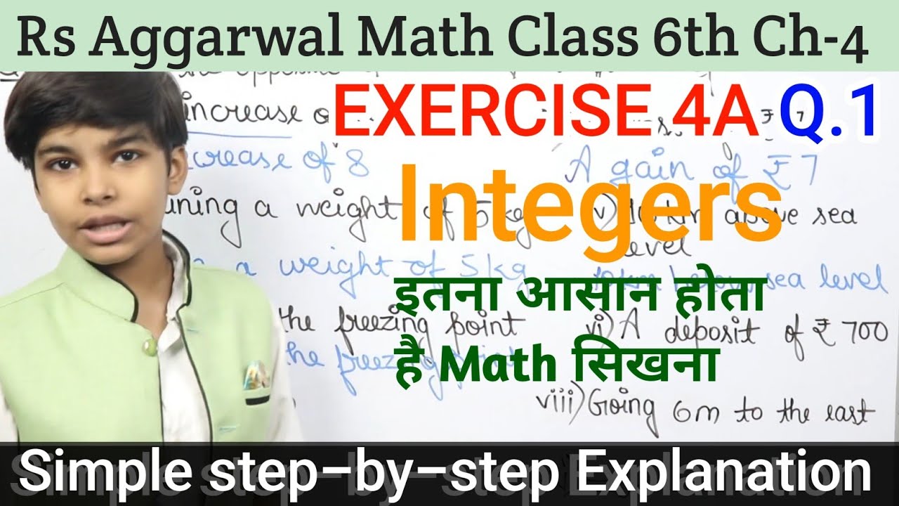 Rs Aggarwal Solution Class 6 Chapter 4 Exercise 4A Q 1 | Integers Basic ...