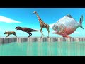 Dinosaurs and Animals Racing - Escape From Giant Piranha - Animal Revolt Battle Simulator
