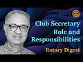 Role and Responsibilities of Rotary Club Secretary