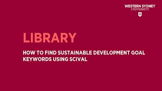 How to find Sustainable Development Goal keywords using SciVal