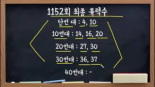 1152회 예상수 총정리 모두의 대박을 기원 합니다