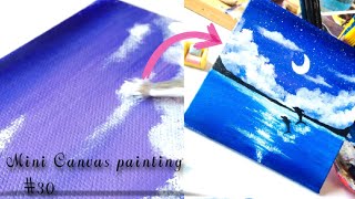 The Magic Night 🌃 🐬 /1 minute painting Day #30/ Easy Acrylic painting /Easy Art #shorts #painting