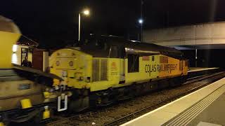 Colas 37219 and 37116 leave Dingwall