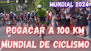 RESUMEN MUNDIAL DE CICLISMO DE RUTA 2024/Pogacar ataque de 100 km