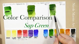 Color Spotlight : Watercolor Comparisons Sap Green | Plus Paint Mixes