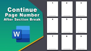 how to continue page numbering after section break in Microsoft word
