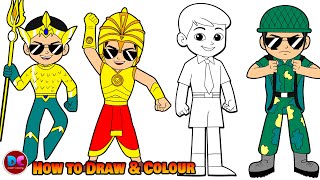 How to draw and Colour Little Singham and Friends 🔥🔥