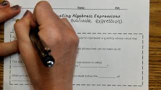 Twain MS Math Evaluating Expressions Notes