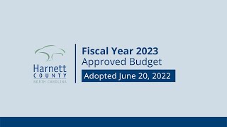 Fiscal Year 2022-2023 Harnett County Approved Budget